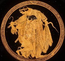 Фетида и Пелей. Краснофигурный килик, 500 г. до н.э