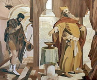 Фарисей и мытарь (В. Полушкин, маркетри)